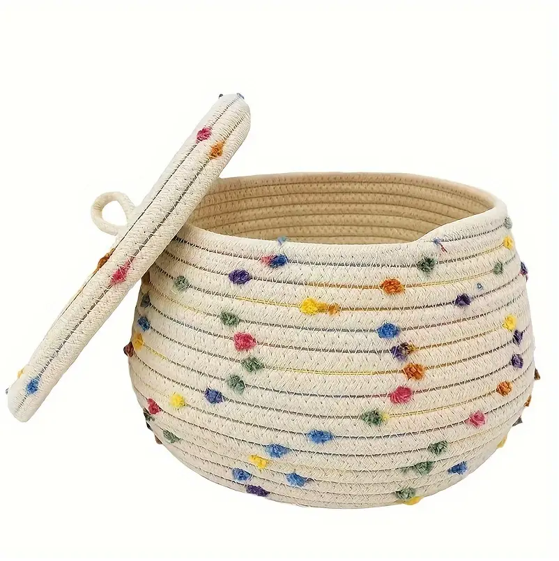 1pc Hand-Woven Cotton Storage Baskets