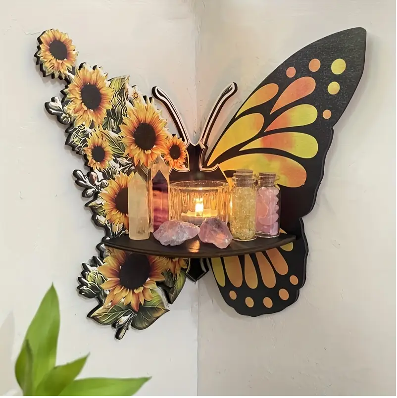 1pc Sunflower Butterfly Wall Corner Rack