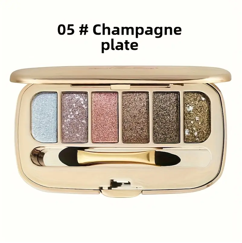 6-Color Diamond & Pearl Glitter Eyeshadow Palette