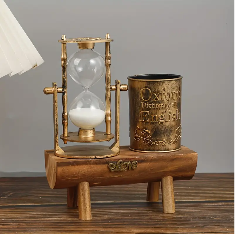 Pen Holder with Wooden Base