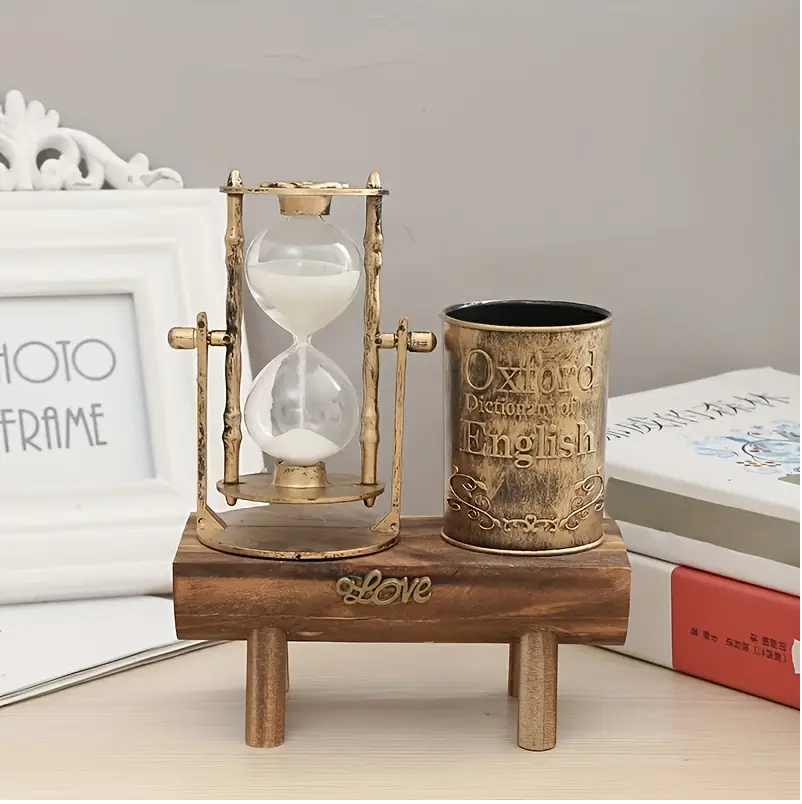 Pen Holder with Wooden Base