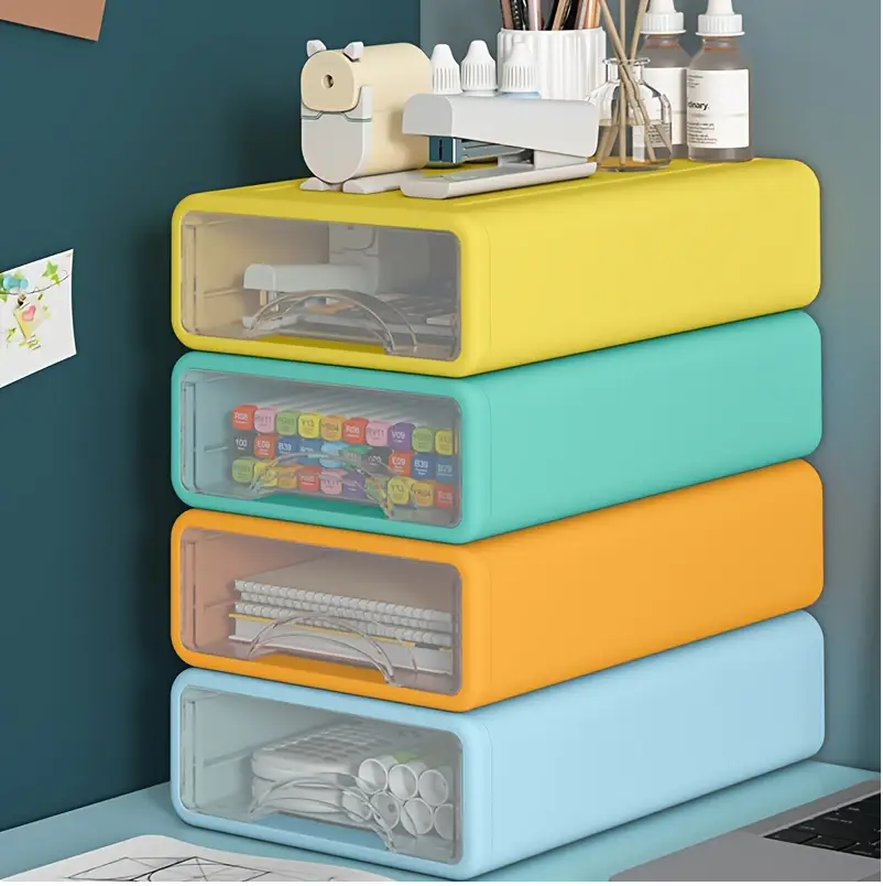 4pcs Stackable Plastic Storage Drawers