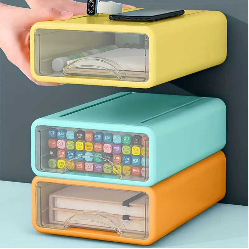 4pcs Stackable Plastic Storage Drawers