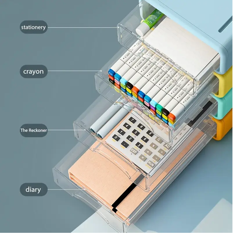 4pcs Stackable Plastic Storage Drawers