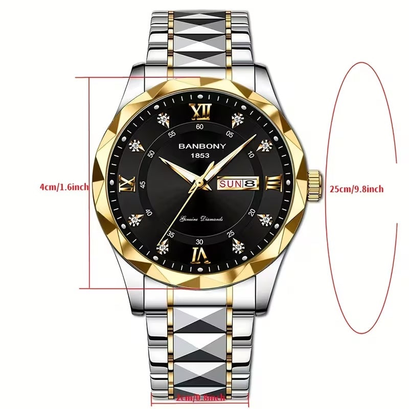 New Stainless Steel Men'S Quartz Watch