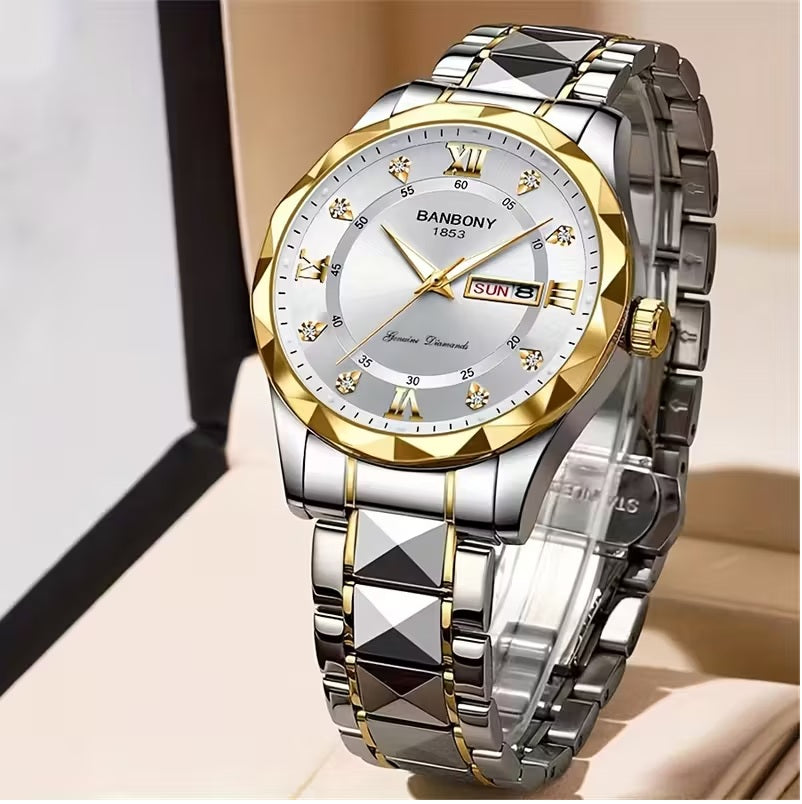 New Stainless Steel Men'S Quartz Watch