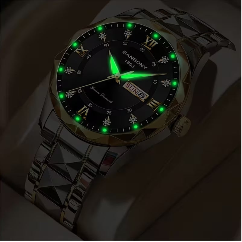 New Stainless Steel Men'S Quartz Watch