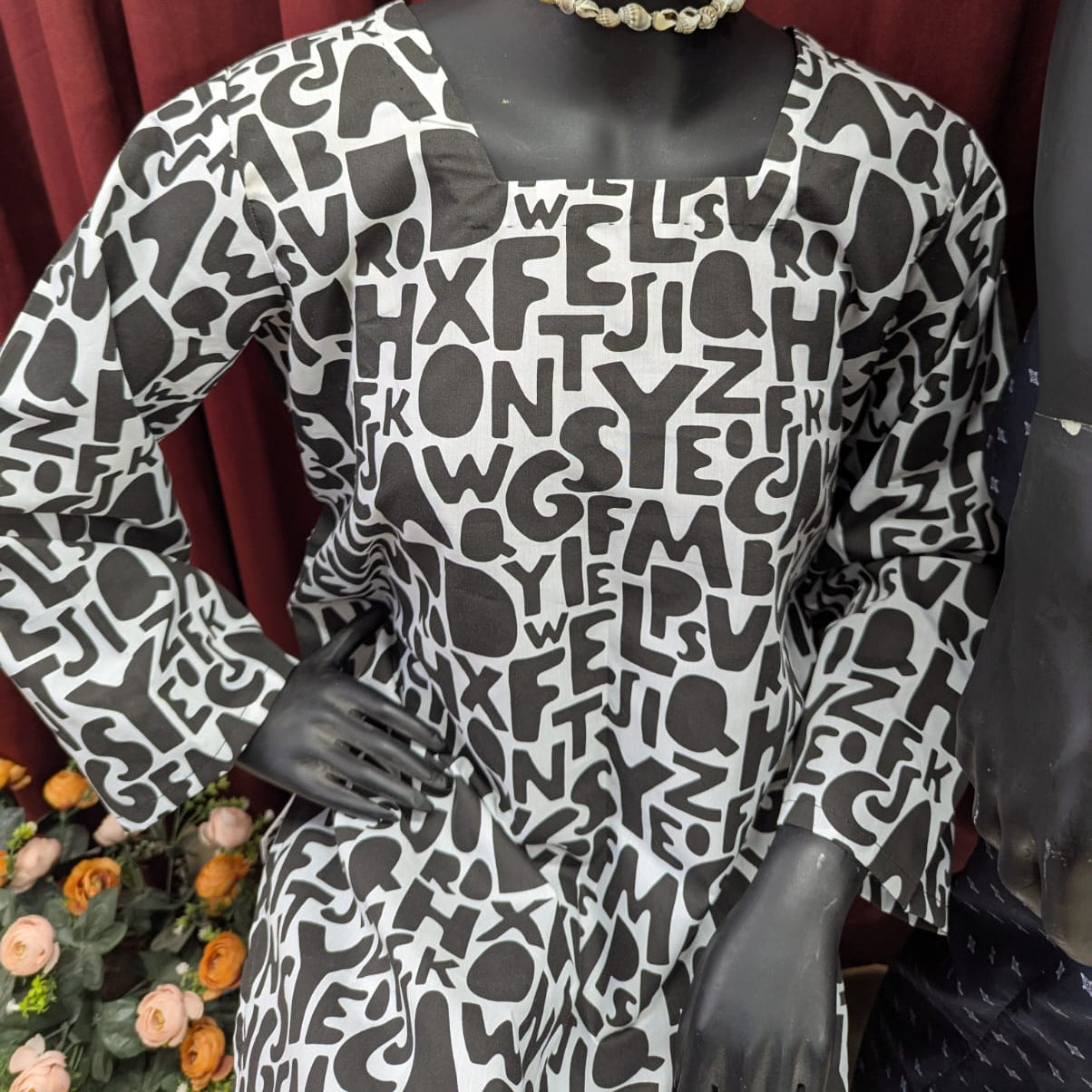 Alphabet print female kurta male  Nightwear Set