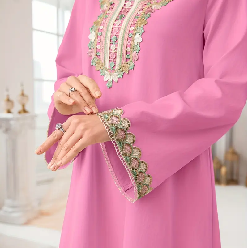 Women'S Casual Long Sleeve Ruffle Neckline Dress