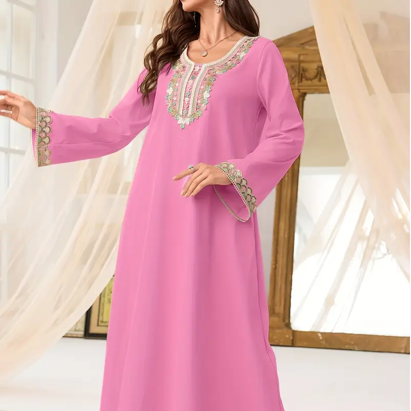 Women'S Casual Long Sleeve Ruffle Neckline Dress