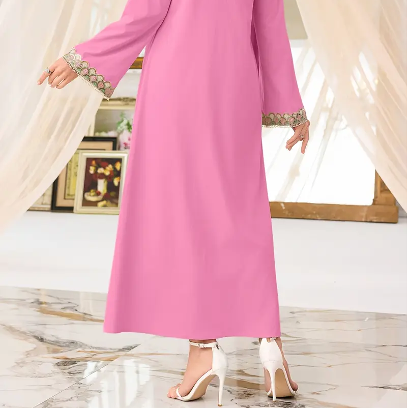 Women'S Casual Long Sleeve Ruffle Neckline Dress