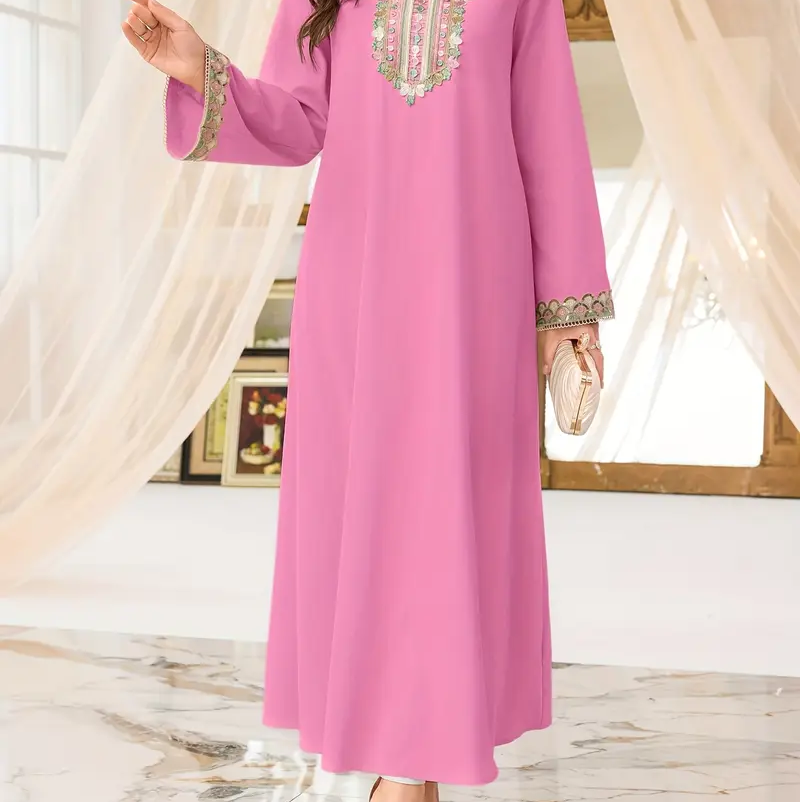 Women'S Casual Long Sleeve Ruffle Neckline Dress