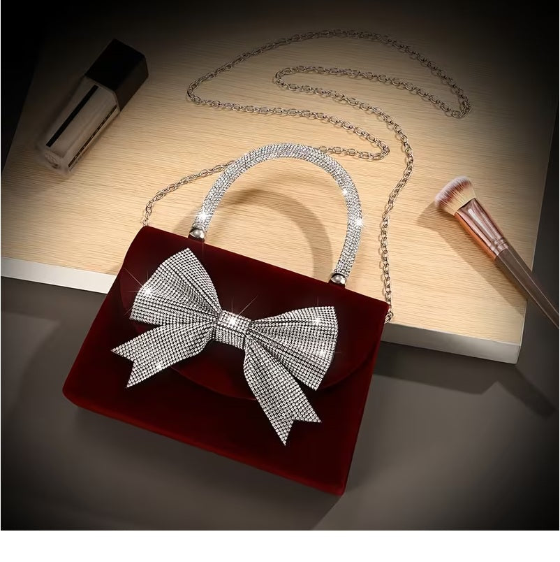 Women'S Luxury Burgundy Velvet Bag