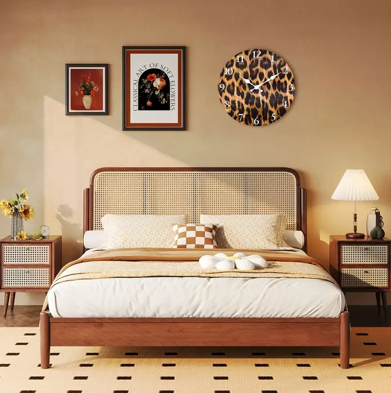Brown Leopard Print Wall Clock