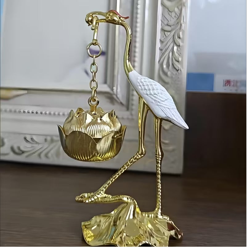 Golden Crane Shaped Incense Holder