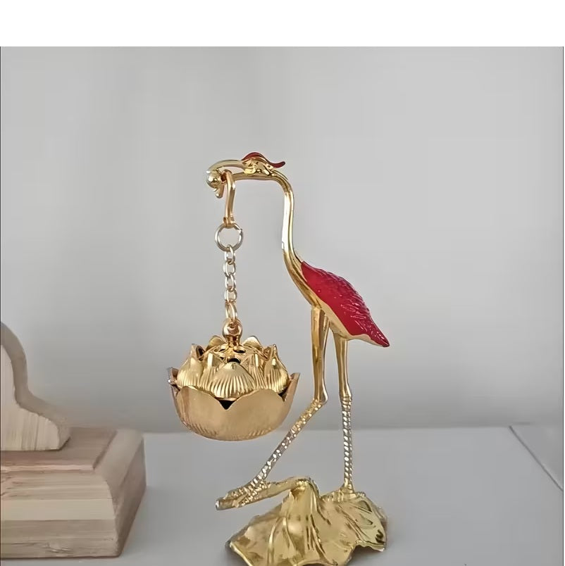 Golden Crane Shaped Incense Holder
