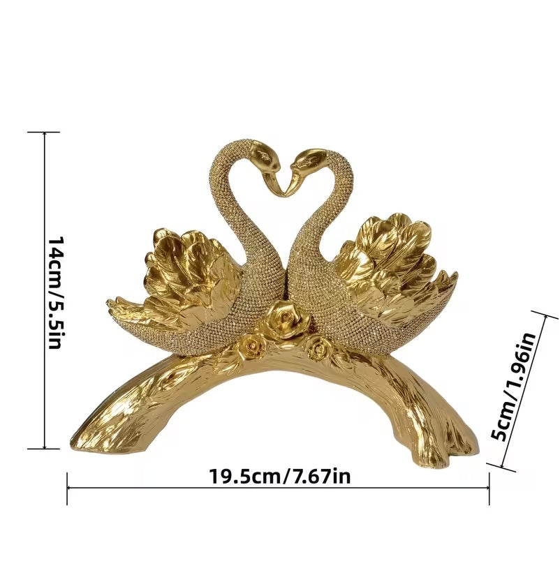 Elegant Golden Couple Swan Figuine