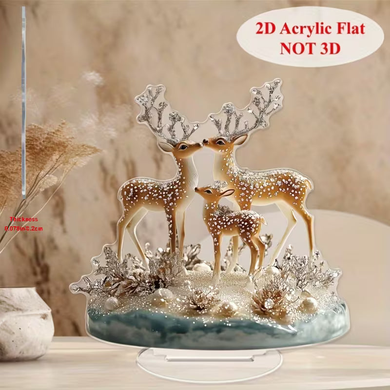 Acrylic Material for 2D Flat Printing, a Beautiful Bohemian Deer Snowflake Base Acrylic Ornament -