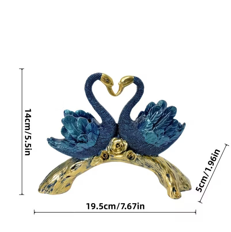 Elegant Golden Couple Swan Figuine