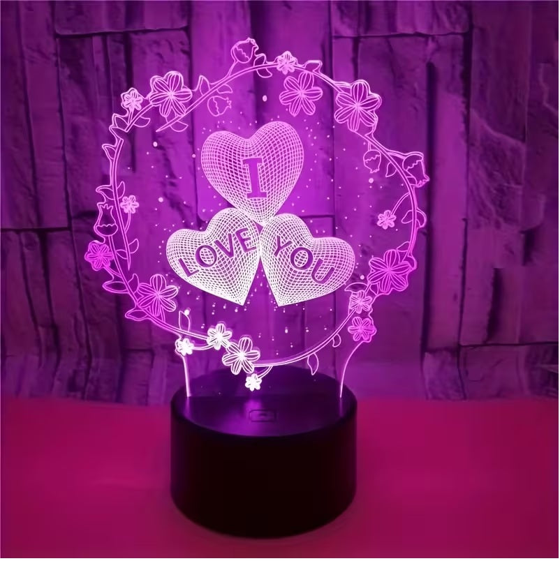 Creative Love Flower LED Night Light with Colorful Touch Lamp.