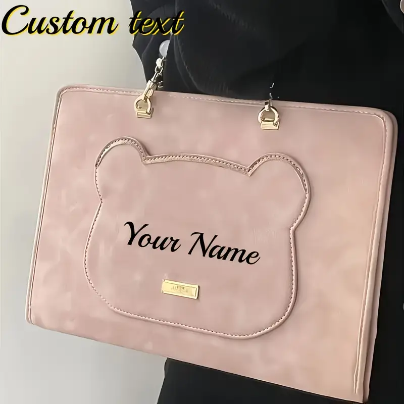 Pink Faux Leather Laptop Sleeve for Women