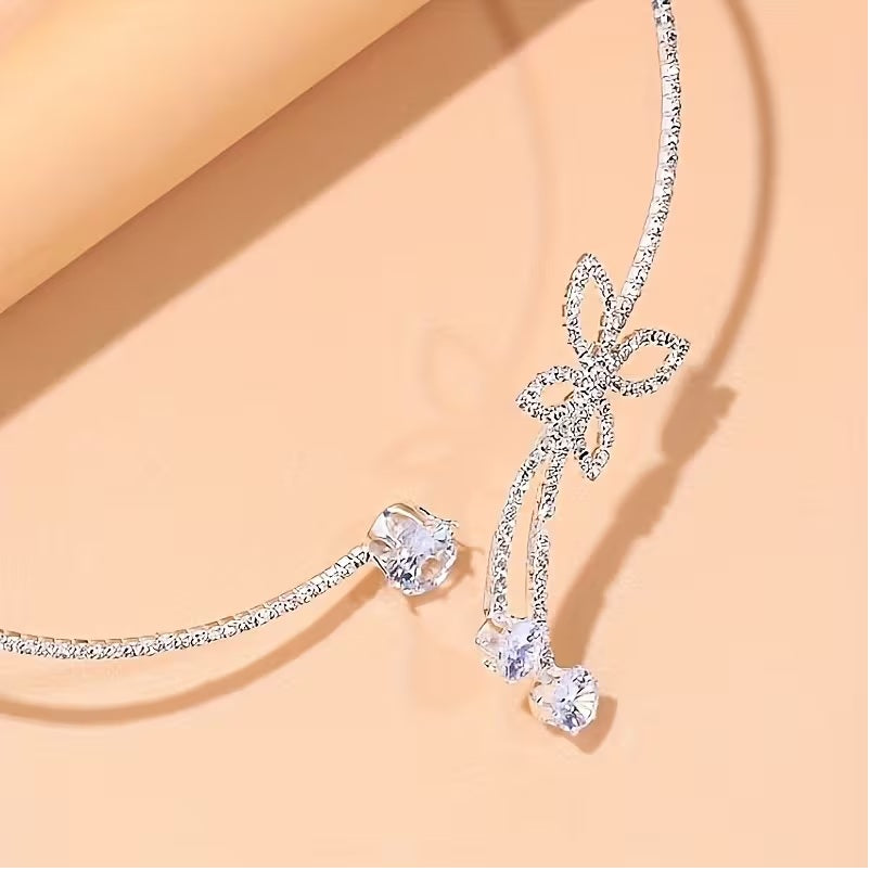 Elegant Sparkling Butterfly Pendant Necklace