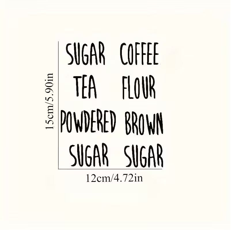 A Label Sticker for Sugar Coffee Tea Powder, a Brown Cup Sticker, Kitchen Sticker, And Wall Sticker.